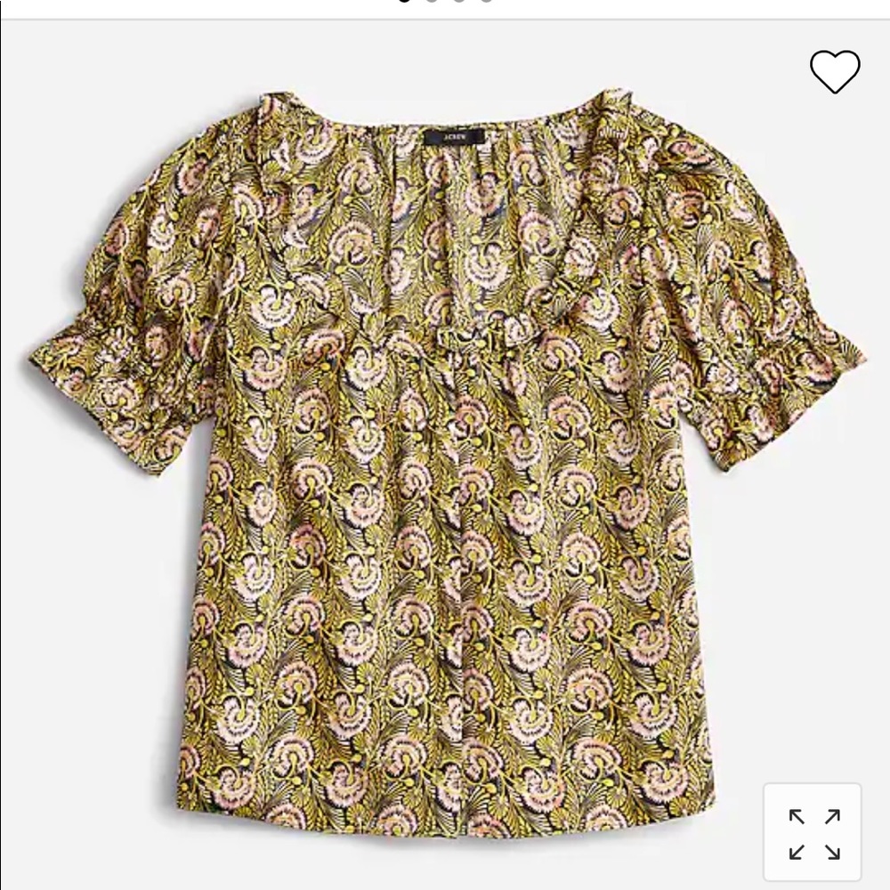 🆕 J. Crew Ruffle featherweight satin scoopneck top in dandelion swirl